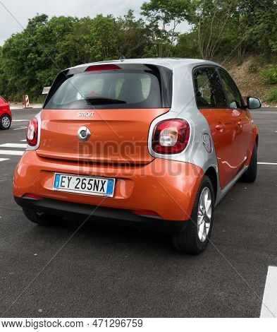 Kozina, Slovenia - May 24, 2017 : The Smart Forfour Is A Supermini Car. The Second Generation Forfou