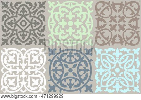 Ceramic Tile Pattern. Wall Or Floor Texture. Absrtract Decorative Porcelain Pottery.