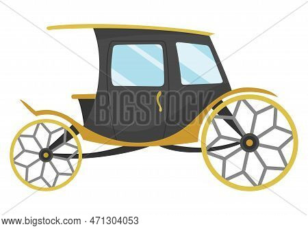 Carriage Cartoon. Vintage Transport With Old Wheels. Antique Transportation Of Royal Coach, Chariot 