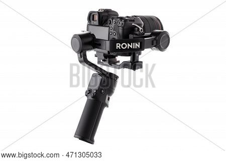 Varna, Bulgaria - February 17, 2023: Camera Canon R5 For Photo And Video And Dji Ronin 3 Mini Gimble