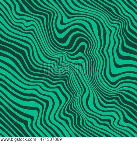 Green Marble Pattern With Lines And Waves. Vector Malachite Background. Psychedelic Seamless Pattern