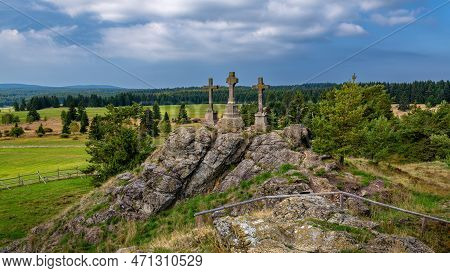 The National Natural Monument Three Crosses (tři Kříže In Czech) Near The Small Town Of Prameny Near