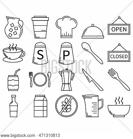 Cooking Line Icons Set On White Background Vector Eps 10
