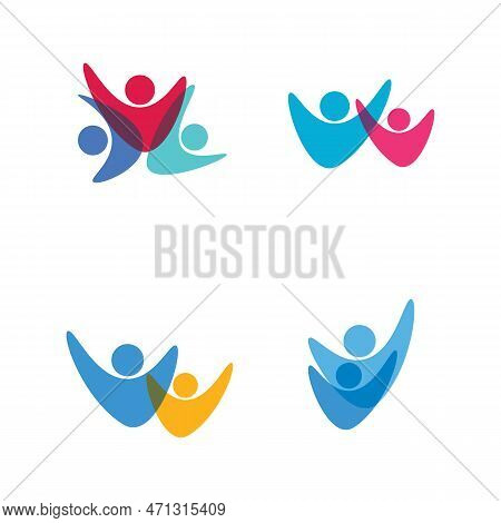 Abstract People Logo Design.fun People,healthy People,sport,community People Symbol Vector Illustrat