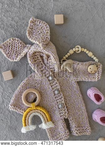 Mockup Of Social Media Baby Announcement. Pregnancy Announcement Background With Blurred . Selective