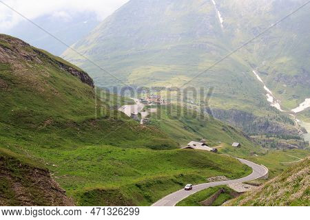 Mountain Panorama With Mountain Inn Glocknerhaus And Hairpin Curves At Grossglockner High Alpine Roa