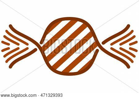 Bonbon Icon - Wrapped, Striped, In Brown Color