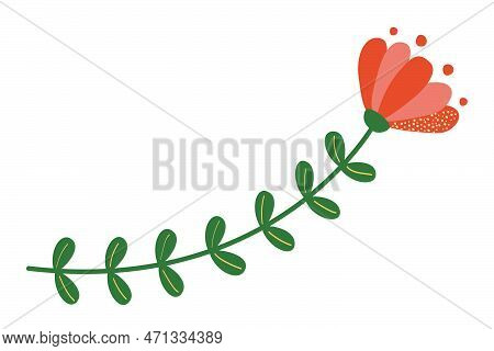 Flower. Vector Illustration Of A Stylized Plant In Cartoon Style. Isolated On A White Background.