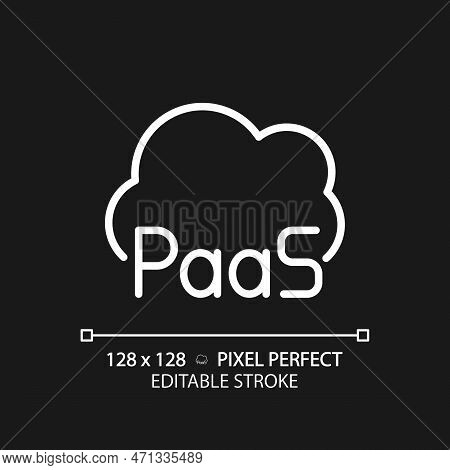 Paas Cloud Computing Pixel Perfect White Linear Icon For Dark Theme. Database As Platform. Informati