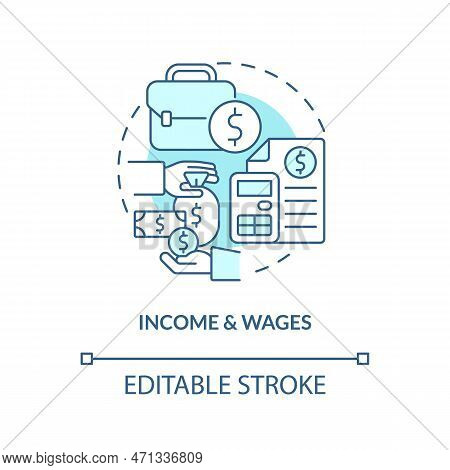 Income And Wages Turquoise Concept Icon. Economic Indicators Example Abstract Idea Thin Line Illustr