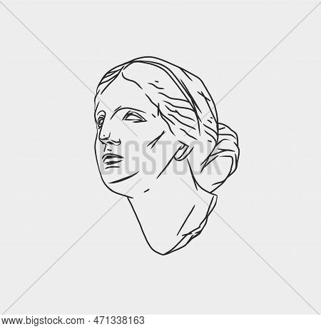Hand Drawn Vector Abstract Outline, Graphic, Line Art Greek Ancient Sculpture Statue Line Art Modern