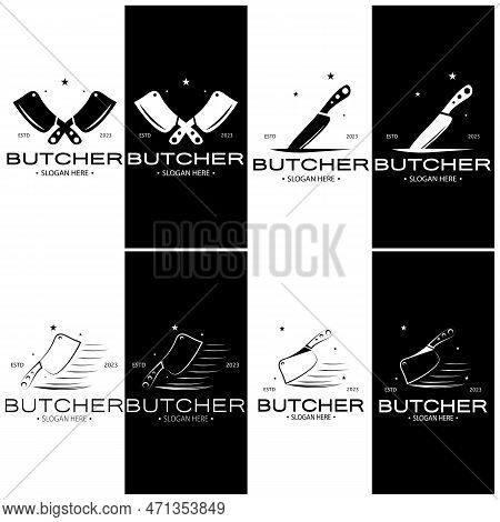 Butcher Knife Vintage Logo Illustration,chef Knife Logo Template,for Business,badges,restaurants,aba