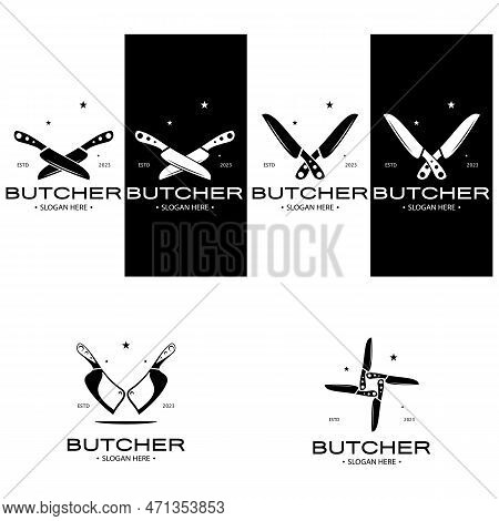 Butcher Knife Vintage Logo Illustration,chef Knife Logo Template,for Business,badges,restaurants,aba