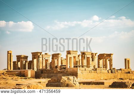 Persepolis, Iran - 8th June, 2022: Persepolis Panorama- Capital Of The Ancient Achaemenid Kingdom. A