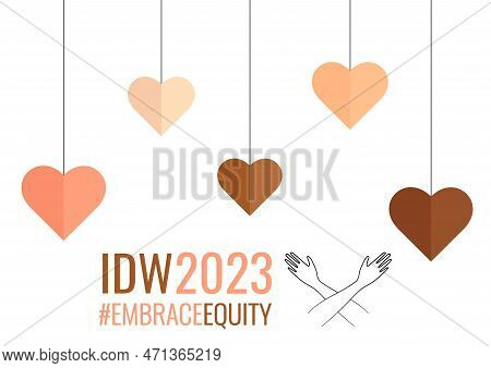 International Women's Day Hearts With Hugging Arms. Embrace Equity Movement Illustration Elements. 2