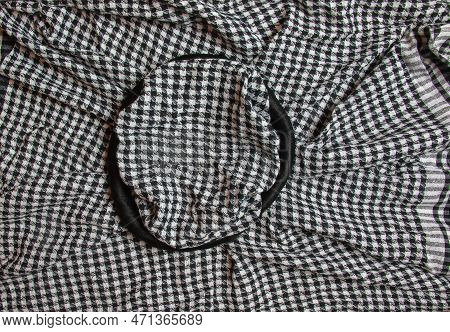 Background Texture, Pattern. Scarf Wool Like Yasser Arafat. The Palestinian Keffiyeh Is A Gender-neu