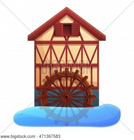 Flour Water Mill Icon. Cartoon Of Flour Water Mill Icon For Web Design Isolated On White Background