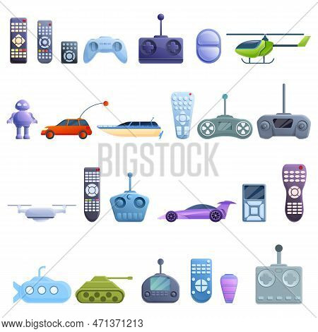 Remote Control Icons Set. Cartoon Set Of Remote Control Icons For Web Design