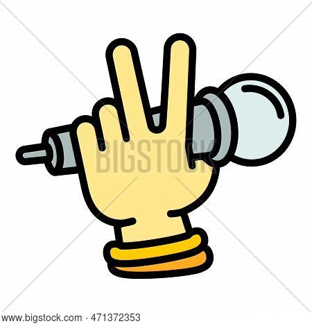 Hiphop Singer Microphone Icon. Outline Hiphop Singer Microphone Icon For Web Design Isolated On Whit