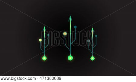 Abstract Green Color Usb Cabal Logo Design On Black Color Illustration Background.