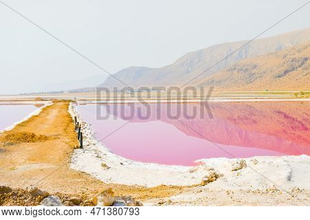 Maharlu Pink Salt Lake At Sunset - Shiraz, Iran