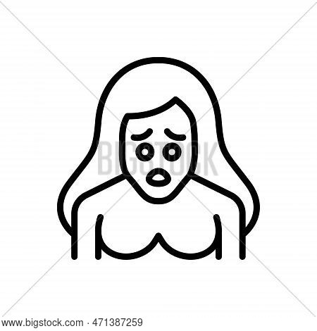 Black Line Icon For Nervous Disquieting Confused Jittery Distraught Restless Uneasy Bothered Fidgety