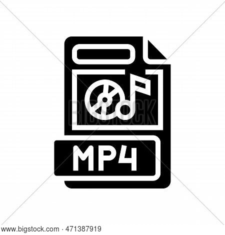 Mp4 File Format Document Glyph Icon Vector Illustration