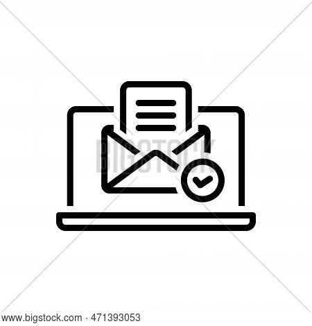 Black Line Icon For Approve Message Authorization Approbate Accept Agree-to Consent-to Acquiesce-in 