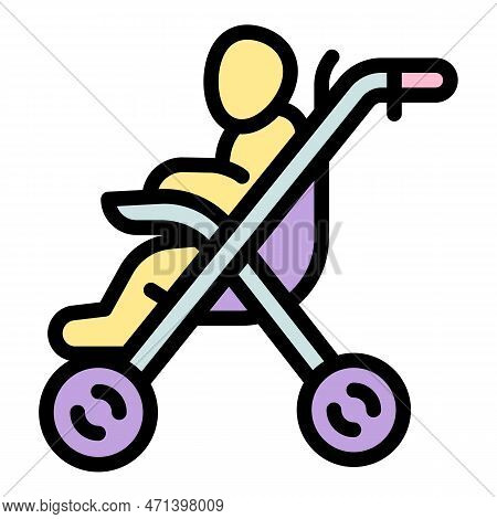 Stroller Pram Icon. Outline Stroller Pram Icon For Web Design Isolated On White Background