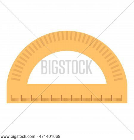 Wood Protractor Icon. Cartoon Of Wood Protractor Icon For Web Design Isolated On White Background