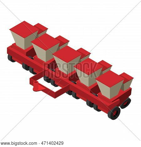 Seeding Machine Icon. Isometric Of Seeding Machine Icon For Web Design Isolated On White Background