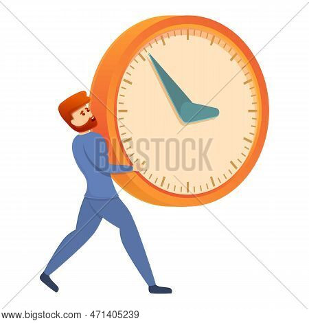 Man Carry Clock Icon. Cartoon Of Man Carry Clock Icon For Web Design Isolated On White Background