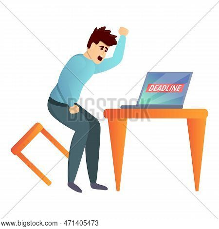 Panicked Worker Icon. Cartoon Of Panicked Worker Icon For Web Design Isolated On White Background