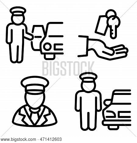 Valet Icons Set. Outline Set Of Valet Icons For Web Design Isolated On White Background