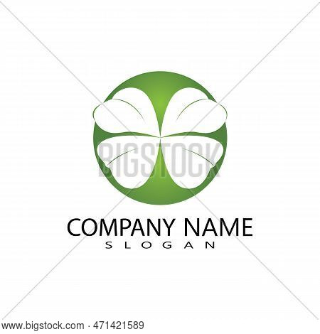 Vector Design Of Green Clover Leaf Logo,luck Icon Flat Design Illustration-vector