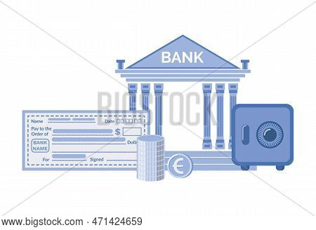 Bank Institution Vector, Building In Classic Style With Columns, Flat Style Isolated Banking Service