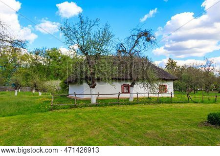 Ancient Traditional Ukrainian Rural House  In Open Air Museum Of Folk Architecture And Folkways Of M