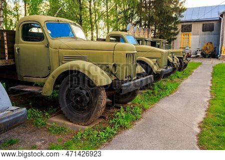 Rusty Soviet Retro Trucks In Open Air Museum Of Folk Architecture And Folkways Of Middle Naddnipryan