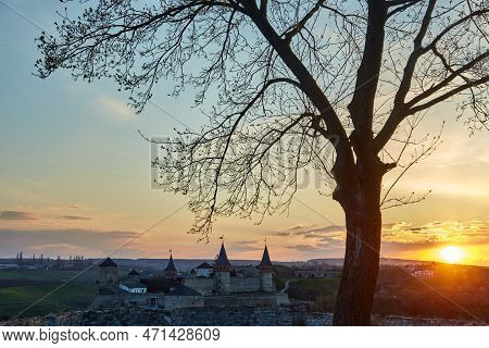 Old Castle Medieval Castle Town Of Kamenetz-podolsk, Ukraine Is One Of The Historical Monuments. Tri
