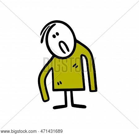 Funny Stickman Wore An Oversize Sweater. Vector Art.