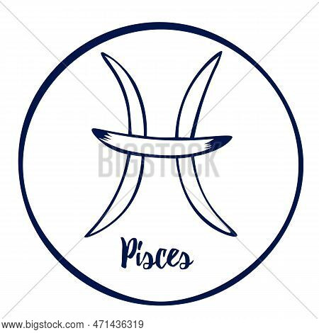Hand Drawn Zodiak Signs. White Pisces Zodiac Icons On A White Background. Astrological Symbols Of Th