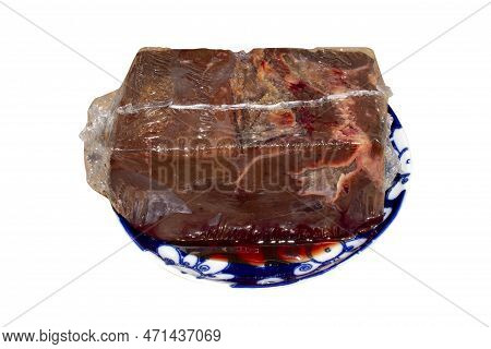 Raw Beef Liver On A White Background.fresh Beef Liver Top View.beef Liver Background.a Piece Of Beef