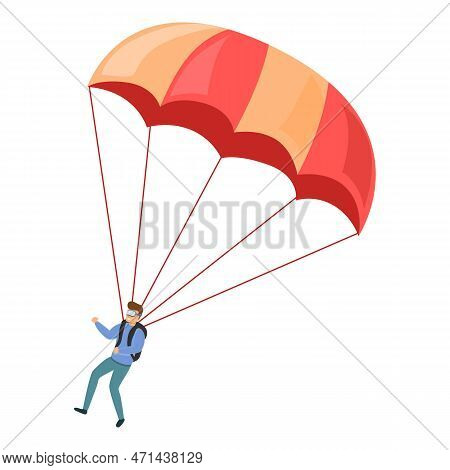 Adventure Parachuting Icon. Cartoon Of Adventure Parachuting Icon For Web Design Isolated On White B