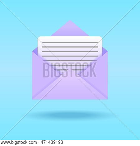 3d Image Of An Envelope With A Letter. Incoming Message Concept
