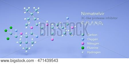 Nirmatrelvir Molecule, Molecular Structures, 3c-like Protease Inhibitor, 3d Model, Structural Chemic