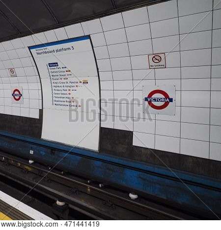 London, Uk - Circa June 2017: Victoria Tube Station