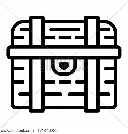Treasure Dower Chest Icon. Outline Treasure Dower Chest Icon For Web Design Isolated On White Backgr