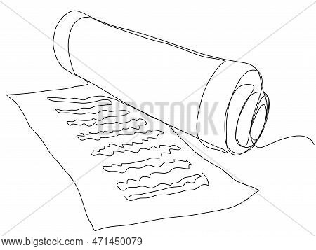 Holy Manuscript In One Line On A White Background. Minimalistic Image With A Magic Scroll. Stock Vec