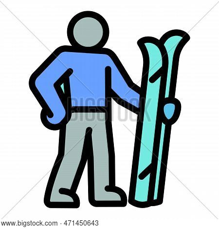Ski Sportman Icon. Outline Ski Sportman Icon For Web Design Isolated On White Background