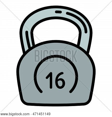 Kettlebell 16 Kg Icon. Outline Kettlebell 16 Kg Icon For Web Design Isolated On White Background